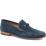 Reephaz Handmade Suede Leather Navy Blue Loafers