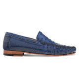 Reephaz Handmade Blue Ostrich Leather Loafers