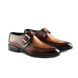 Reephaz Handmade Musterd Brown Monkstrap Shoes