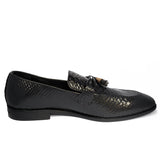 Reephaz Handmade Black Crocodile Leather Loafers