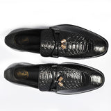 Reephaz Handmade Black Crocodile Leather Loafers