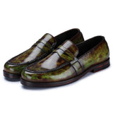 Reephaz Handmade Stylish Green Leather Loafers