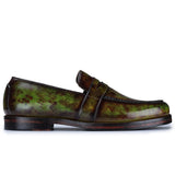 Reephaz Handmade Stylish Green Leather Loafers