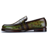 Reephaz Handmade Stylish Green Leather Loafers