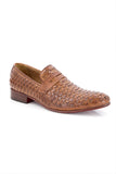 Reephaz Handmade Brown Knitting Leather Loafers