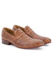 Reephaz Handmade Brown Knitting Leather Loafers