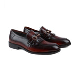 Reephaz Handmade Burgundy Patina Shade Leather Loafers