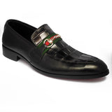 Reephaz Handmade Black Croc. Style Leather Loafers