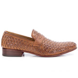 Reephaz Handmade Brown Knitting Leather Loafers