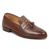 Reephaz Handmade Brown Pattern Leather Loafers