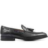 Reephaz Handmade Tussels Leather Black Loafers