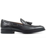 Reephaz Handmade Tussels Leather Black Loafers