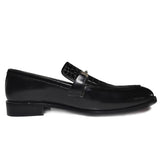 Reephaz Handmade Black Croc. Style Upper Leather Loafers