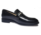 Reephaz Handmade Black Croc. Style Upper Leather Loafers