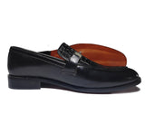 Reephaz Handmade Black Croc. Style Upper Leather Loafers