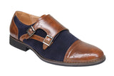 Reephaz Handmade Blue & Brown Suede Leather Monkstraps