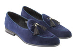 Reephaz Handmade Blue Tussel Suede Leather Loafers