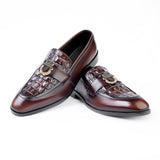 Reephaz Handmade Brown Billionaire Buckle Style Loafers