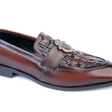 Reephaz Handmade Brown Billionaire Buckle Style Loafers