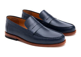 Reephaz Handmade Blue Leather Loafers For Men