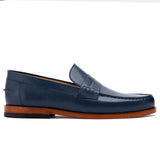 Reephaz Handmade Blue Leather Loafers For Men