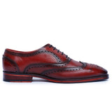 Reephaz Handmade Burgundy Leather Brogue Oxfords