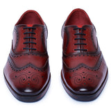 Reephaz Handmade Burgundy Leather Brogue Oxfords