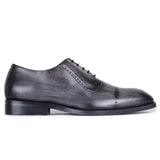 Reephaz Handmade Gray Leather Oxford For Men