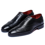 Reephaz Handmade Black Classy Leather Brogue Oxfords