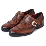 Reephaz Handmade Brown Buckle Style Leather Loafers