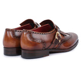 Reephaz Handmade Brown Buckle Style Leather Loafers