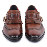 Reephaz Handmade Brown Buckle Style Leather Loafers