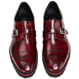 Reephaz Handmade Burgundy Leather Single Monk Shoes