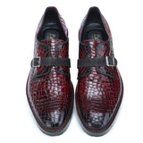 Reephaz Handmade Burgundy Leather Single Monk Shoes