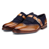 Reephaz Handmade Blue and Brown Leather Loafers