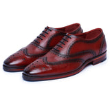 Reephaz Handmade Burgundy Leather Brogue Oxfords