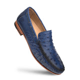 Reephaz Handmade Blue Ostrich Leather Loafers