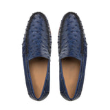 Reephaz Handmade Blue Ostrich Leather Loafers