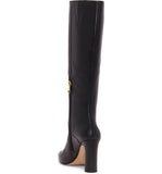 Reephaz Handmade Slip-On Black Leather Knee High Boots