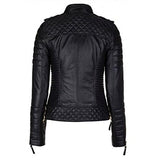 Reephaz Handmade Lambskin Cross Leather Jacket For Women