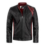 Reephz Handmade Lambskin Biker Style Black Jacket For Men