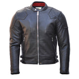 Reephaz Handmade Lambskin Biker Style Black Jacket For Men