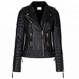 Reephaz Handmade Lambskin Cross Leather Jacket For Women